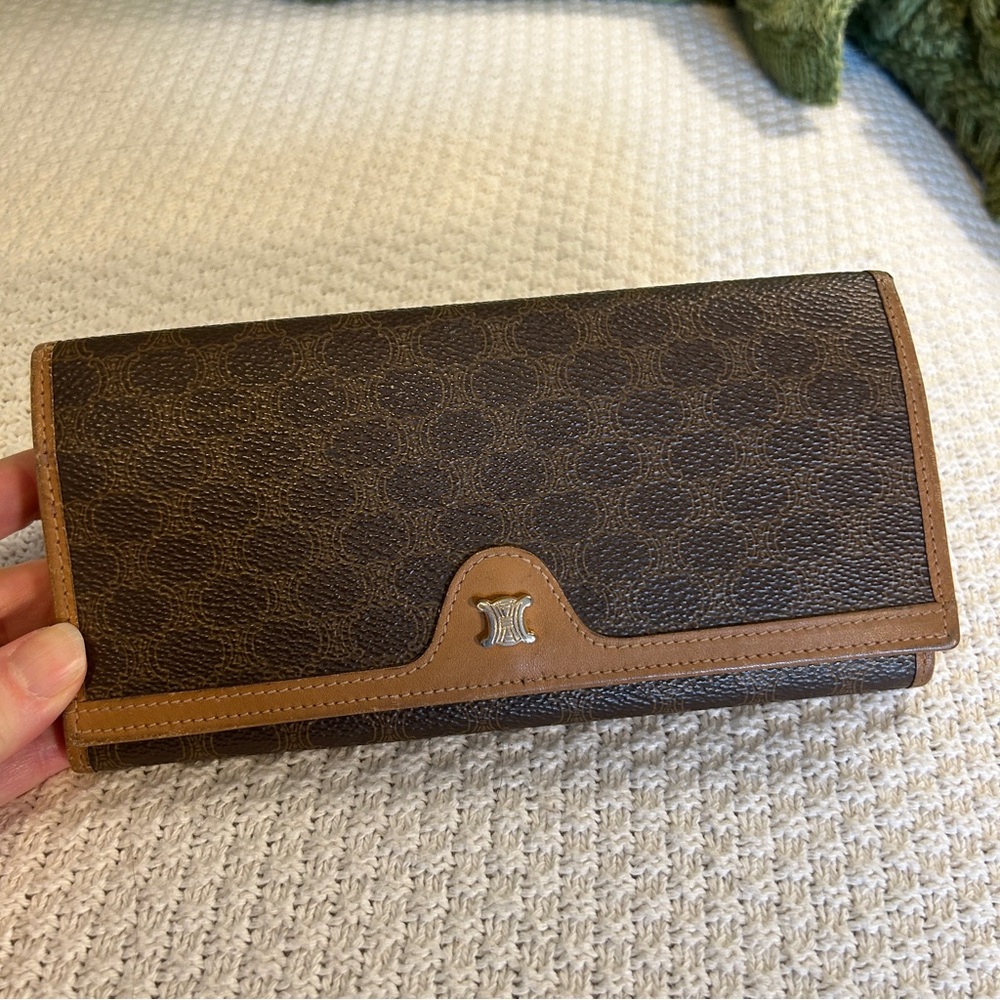 CELINE Vintage Macadam Bi-fold Long Wallet with Kisslock